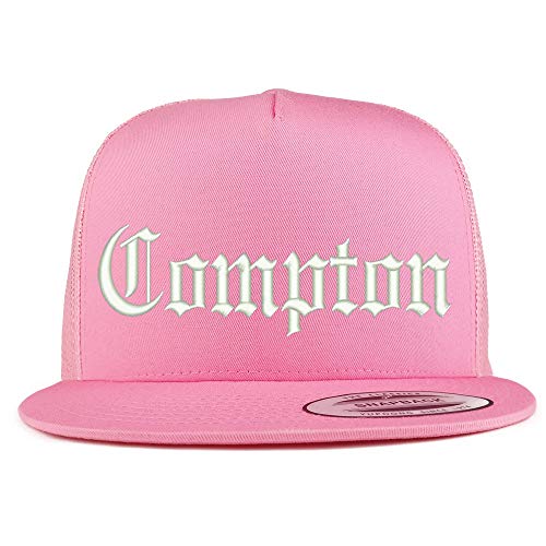 Trendy Apparel Shop Old English Font Compton City Embroidered 5 Panel Mesh Cap