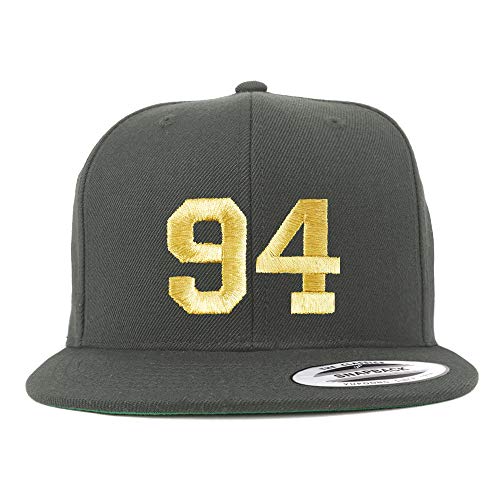 Trendy Apparel Shop Number 94 Gold Thread Flat Bill Snapback Baseball Cap