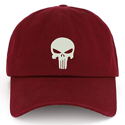 Trendy Apparel Shop XXL Punisher Skull Embroidered Unstructured Cotton Cap