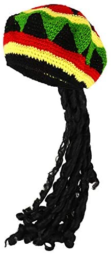 Trendy Apparel Shop Jamaican Rasta Elastic Woven Knit Beret Hat Dreadl