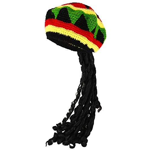 Trendy Apparel Shop Jamaican Rasta Elastic Woven Knit Beret Hat Dreadlocks - RGY