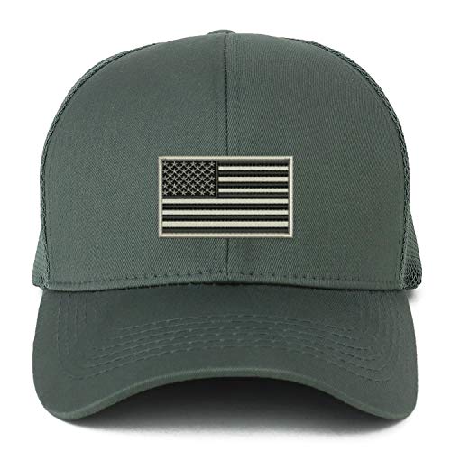 Trendy Apparel Shop XXL USA Grey Flag Embroidered Structured Trucker Mesh Cap
