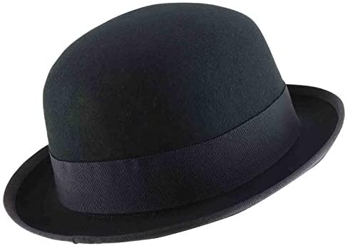 Trendy Apparel Shop Men's Wool Felt Upturn Brim Round Bowler Hat
