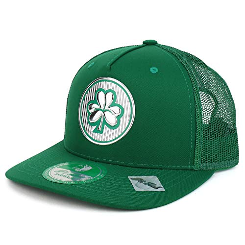 Trendy Apparel Shop High Frequency Three Leaf Clover 5 Panel Trucker Mesh Cap