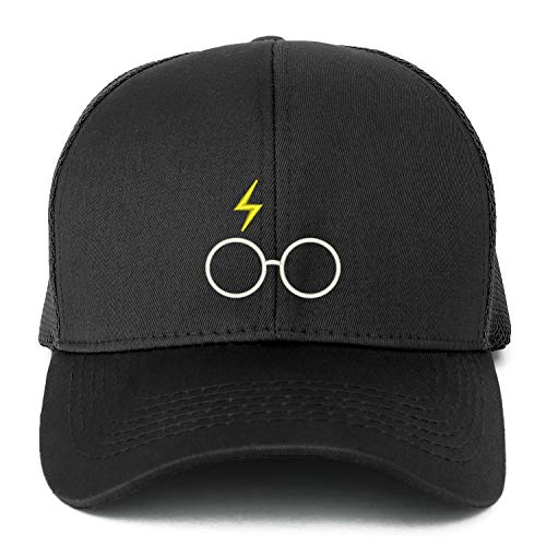 Trendy Apparel Shop XXL Harry Glasses Embroidered Structured Trucker Mesh Cap