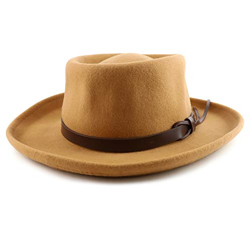Trendy Apparel Shop 3" Brim Wool Felt Upturn Brim Gambler Hat