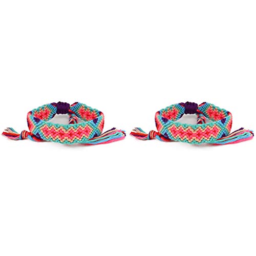 Trendy Apparel Shop Handmade Woven Adjustable Friendship Braided Bracelet 2 Pack