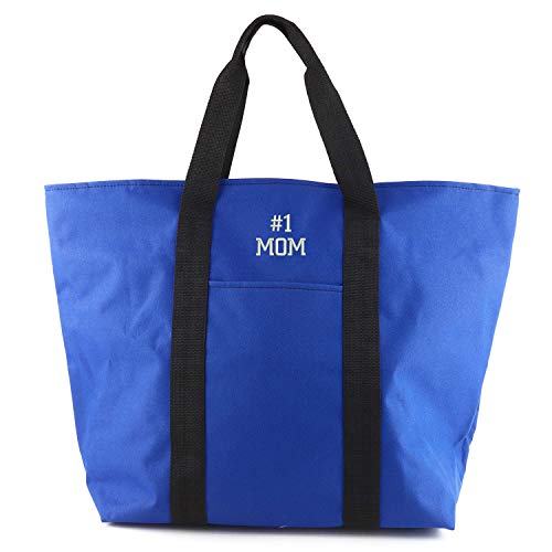 Trendy Apparel Shop Number #1 Mom Embroidred All Purpose Durable Large Tote Bag