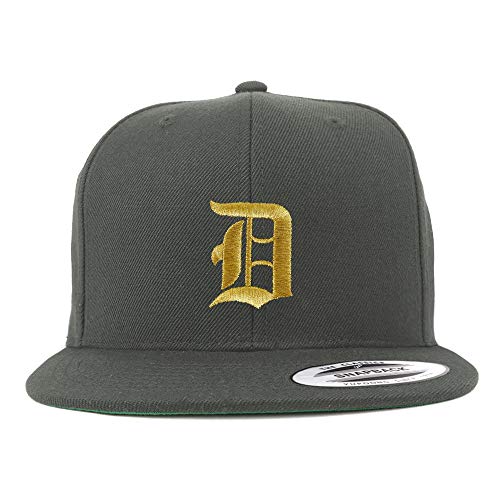 Trendy Apparel Shop Old English Gold D Embroidered Snapback Flatbill Baseball Cap
