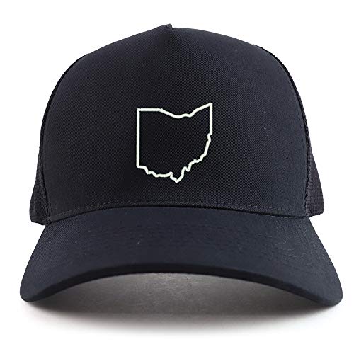 Trendy Apparel Shop Ohio State Outline Embroidered Oversized 5 Panel XXL Trucker Mesh Cap
