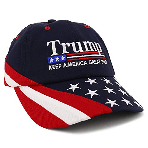 Trendy Apparel Shop Trump Embroidered USA Flag and Stars Bill Unstructured Baseball Cap