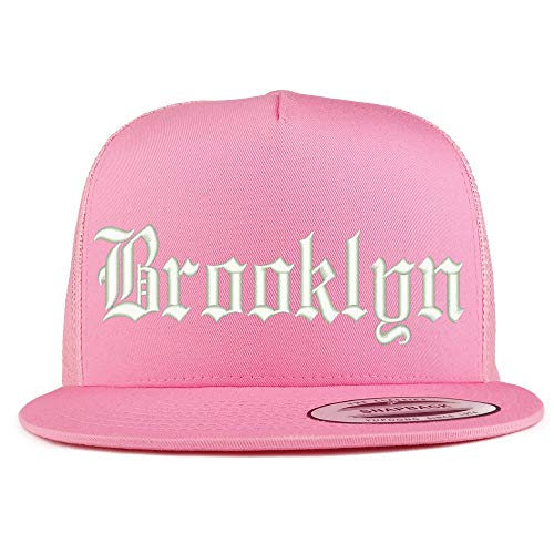 Trendy Apparel Shop Old English Font Brooklyn City Embroidered 5 Panel Mesh Cap