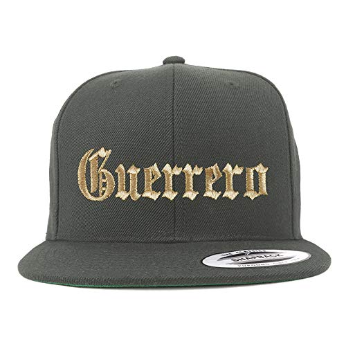 Trendy Apparel Shop Old English Guerrero Gold Embroidered Flatbill Snapback Baseball Cap