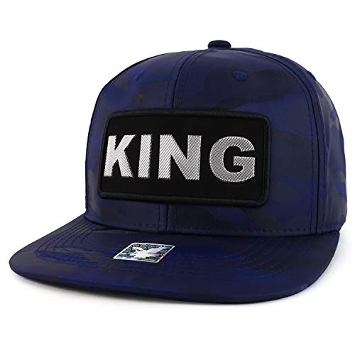Trendy Apparel Shop King High Frequency Leather Patch Flatbill Baseball Cap