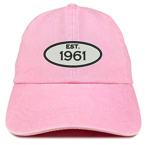 Trendy Apparel Shop 60th Birthday Established Year Washed Cotton Adjustable Cap