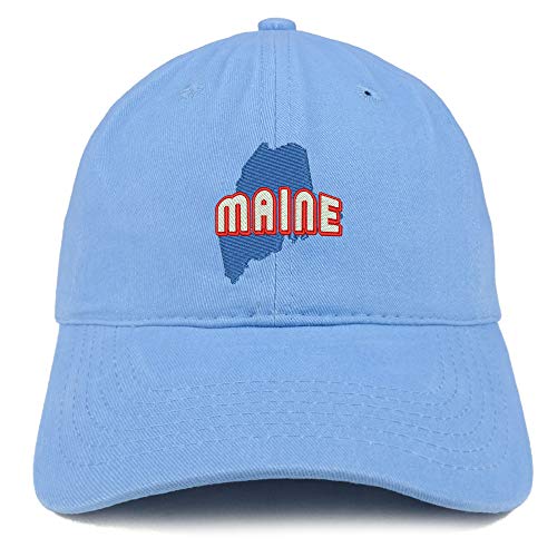 Trendy Apparel Shop Maine Map Embroidered Soft Crown 100% Brushed Cotton Cap