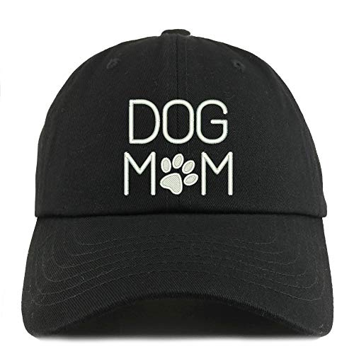 Trendy Apparel Shop Dog Mom with Paw Embroidered Low Profile Soft Cotton Dad Hat Cap