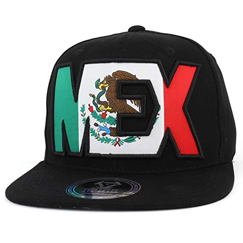Trendy Apparel Shop 3D Outline Embroidered Mexican Flag Flatbill Snapback Cap