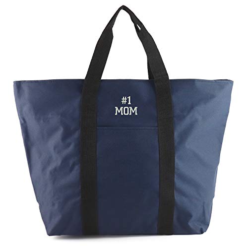 Trendy Apparel Shop Number #1 Mom Embroidred All Purpose Durable Large Tote Bag