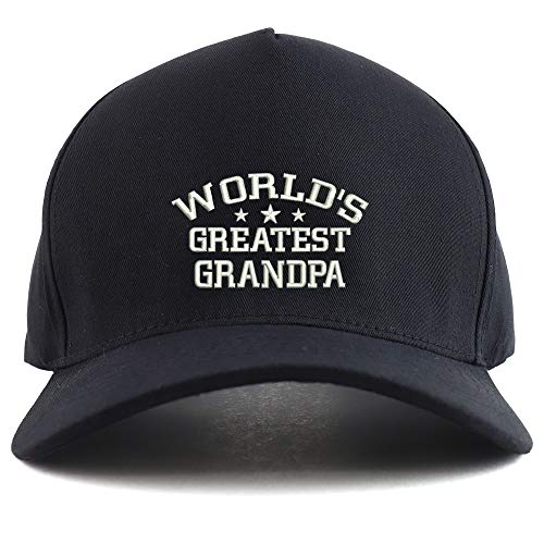 Trendy Apparel Shop World's Greatest Grandpa Embroidered Oversized 5 Panel XXL Baseball Cap