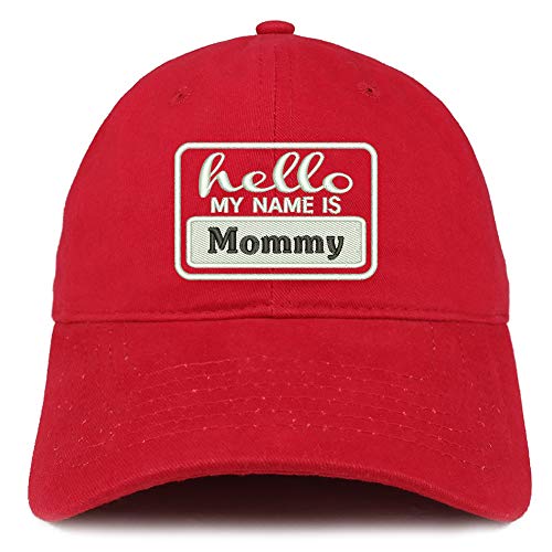 Trendy Apparel Shop Hello My Name is Mommy Soft Crown 100% Brushed Cotton Cap