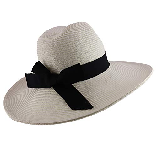 Trendy Apparel Shop Women's Fedora Crown Ribbon Band Wide Brim Sun Hat