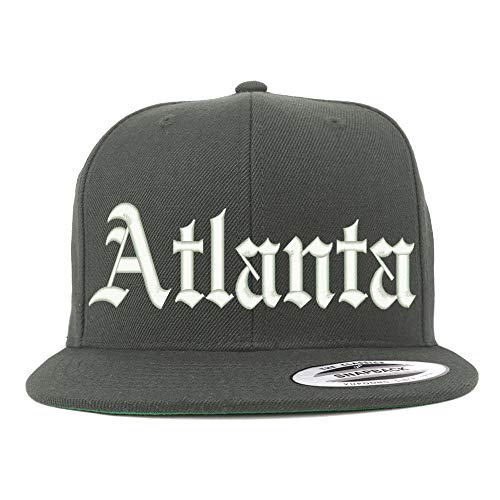Trendy Apparel Shop Old English Font Atlanta City Embroidered Flat Bill Cap