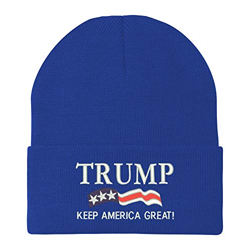 Trendy Apparel Shop Trump Keep America Great Embroidered Winter Knitted Long Beanie