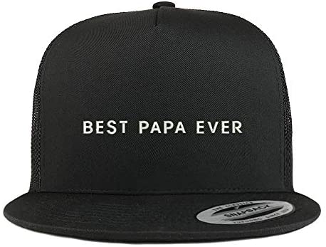 Trendy Apparel Shop Flexfit XXL Best Papa Ever Embroidered 5 Panel Flatbill Trucker Mesh Cap