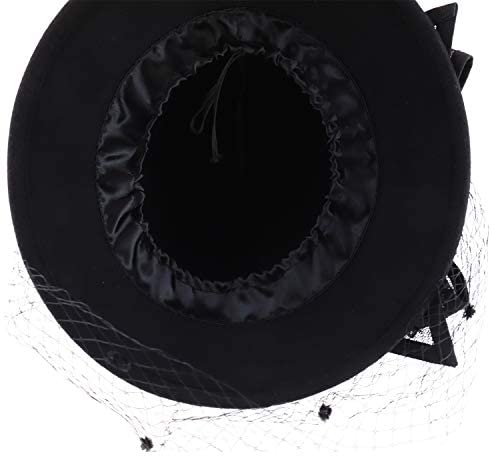 Trendy Apparel Shop Wool Felt Lace Bow Cloche Hat with Mesh Net