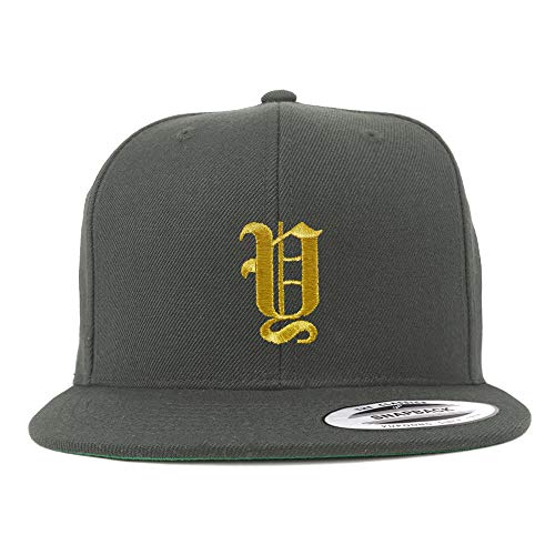 Trendy Apparel Shop Old English Gold Y Embroidered Snapback Flatbill Baseball Cap