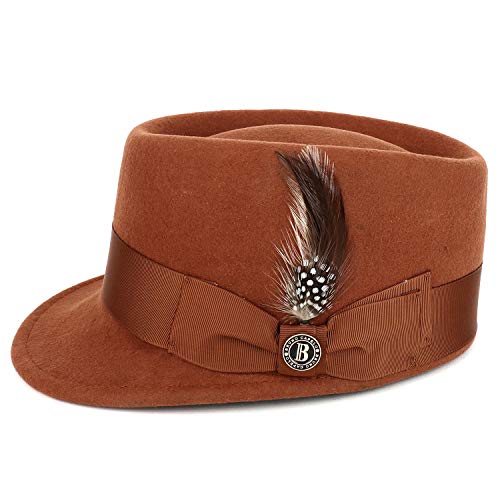 Trendy Apparel Shop Solid Color Feather Ribbon Grosgrain Band Wool Felt Bill Hat