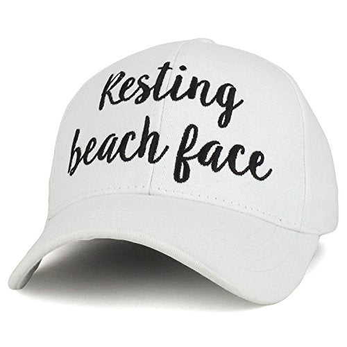 Trendy Apparel Shop Resting Beach Face Cursive Texts Embroidered Baseball Cap