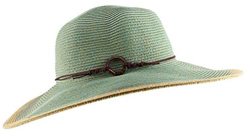 Trendy Apparel Shop Women's UPF 50+ Paper Braid Tweed Flat Brim Sun Hat