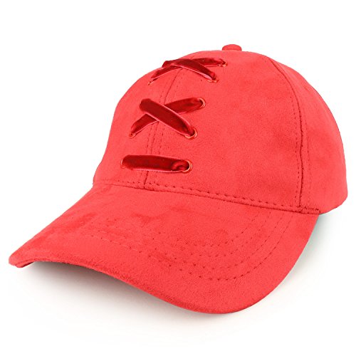 Trendy Apparel Shop Shoe Lace Front Suede Adjustable Baseball Cap