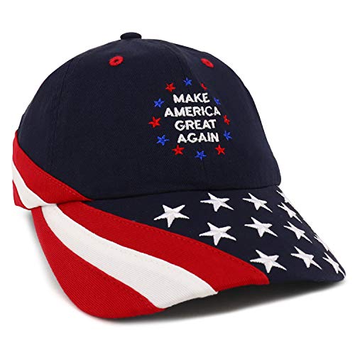 Trendy Apparel Shop Trump Embroidered USA Flag and Stars Bill Unstructured Baseball Cap