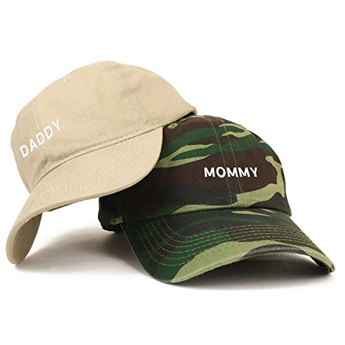Trendy Apparel Shop Mommy and Daddy Soft Cotton Couple 2 Pc Cap Set