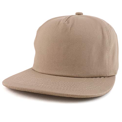 Trendy Apparel Shop Plain Unstructured 5 Panel Flat Bill Snapback Baseball Cap