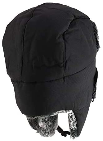 Trendy Apparel Shop Men's Faux Fur Lined Nylon Removable Mouth Guard Trapper Hat