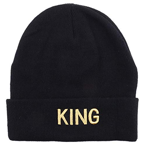 Trendy Apparel Shop 3D Embroidered Cuff Long Winter Acrylic Beaine Hat