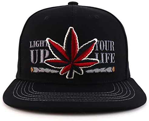 Trendy Apparel Shop Light Up Your Life Marijuana Weed Leaf Flatbill Snapback Cap