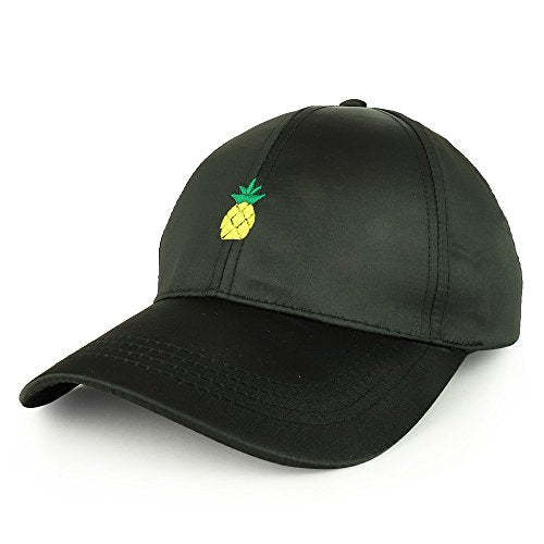 Trendy Apparel Shop Pineapple Emoticon Design Embroidered Satin Baseball Cap