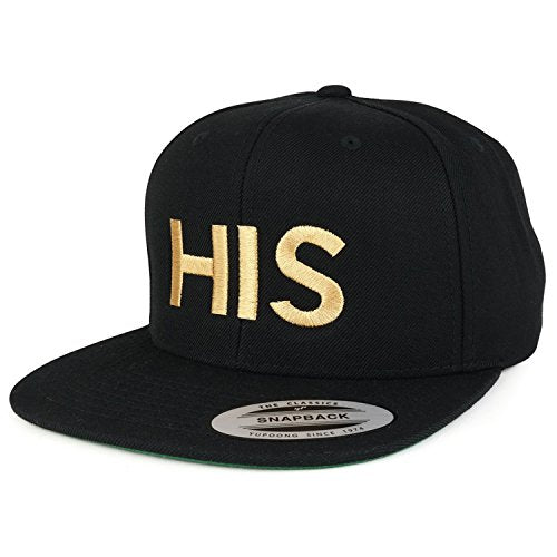 Trendy Apparel Shop His Gold Embroidered Flat Bill Structured Baseball Cap