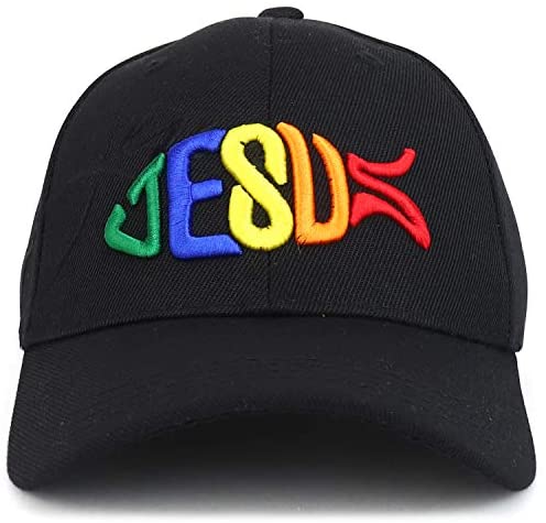 Trendy Apparel Shop Rainbow Jesus Fish Symbol 3D Embroidered Baseball Cap