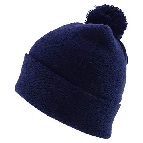 Trendy Apparel Shop Solid Color Knit Pom Pom Cuff Long Beanie Hat