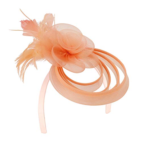 Trendy Apparel Shop Meshed Multi Hoops with Feather Flower Fascinator Headband