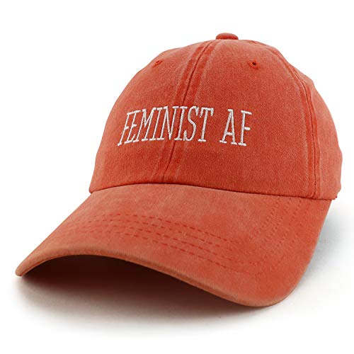 Trendy Apparel Shop Feminist AF Text Embroidered Washed Cotton Unstructured Baseball Cap