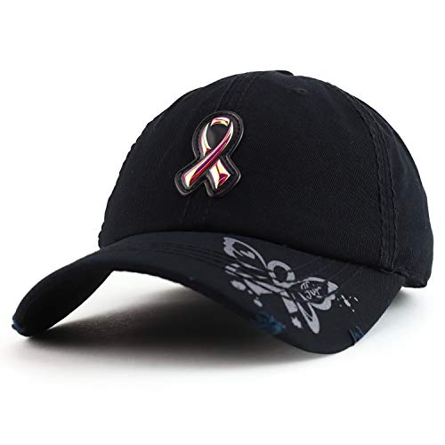 Trendy Apparel Shop Women Breast Cancer Ribbon High Frequency Patch Vintage Cap