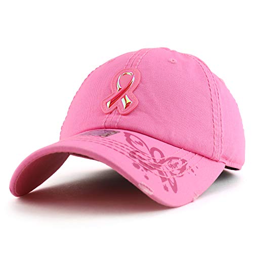 Trendy Apparel Shop Women Breast Cancer Ribbon High Frequency Patch Vintage Cap