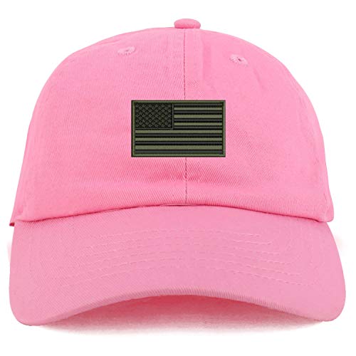 Trendy Apparel Shop Youth Sized Olive American Flag Embroidered Adjustable Unstructured Baseball Cap